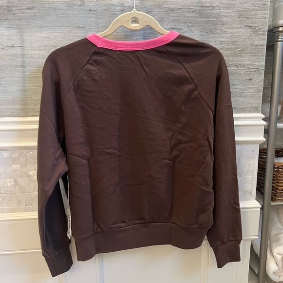NWT new Anthropologie letluv heart lightweight sweatshirt XS brown pink - Picture 12 of 16